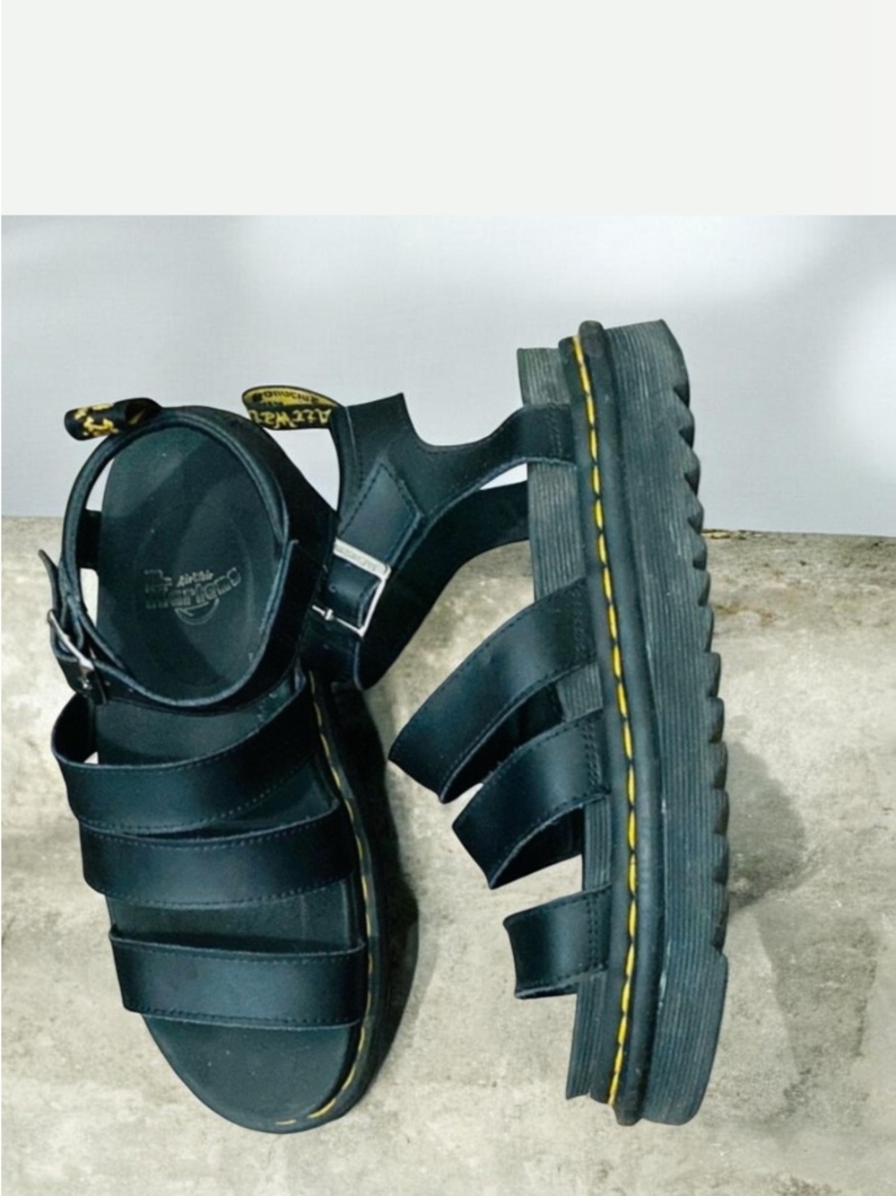 Dr Martens Unisex Black Ankle Wrap Sandals Size 8|L